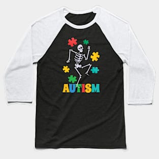 Autism awareness skeleton funny Baseball T-Shirt
